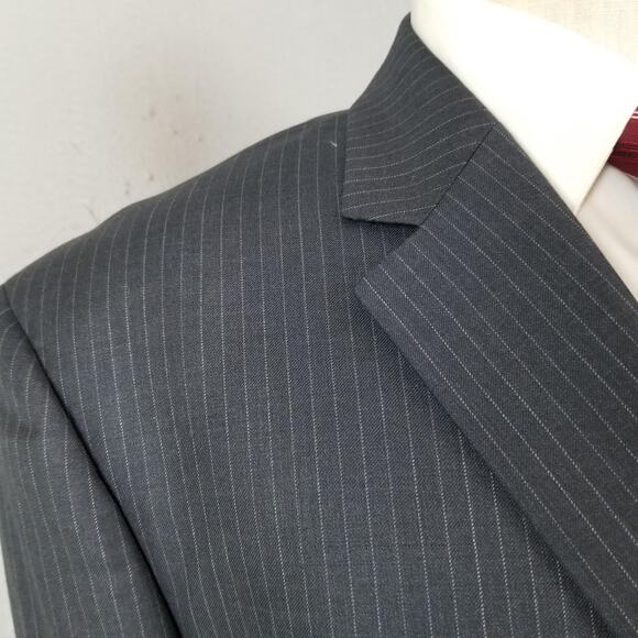 Joseph Abboud Blazer Mens 46S Charcoal Wool Pinstripe Two Button Notch Jacket - Picture 6 of 16